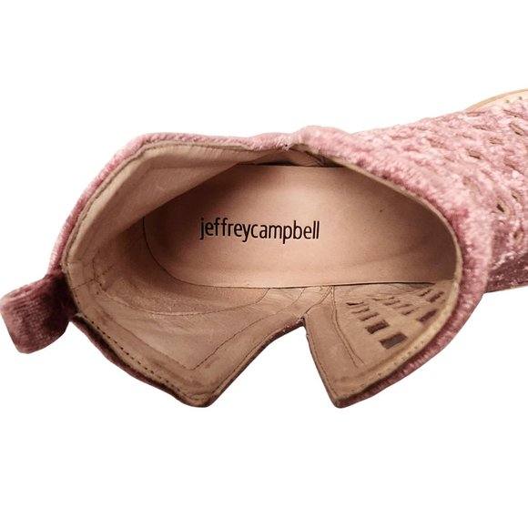 Jeffrey Campbell Taggart Women's Ankle Booties Pink Crushed Velvet Size 6 - Picture 8 of 10